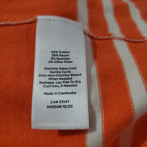 Talbots Striped Light Knit Short Sleeve Sweater Womens Plus Size 2X Orange White - Picture 6 of 7